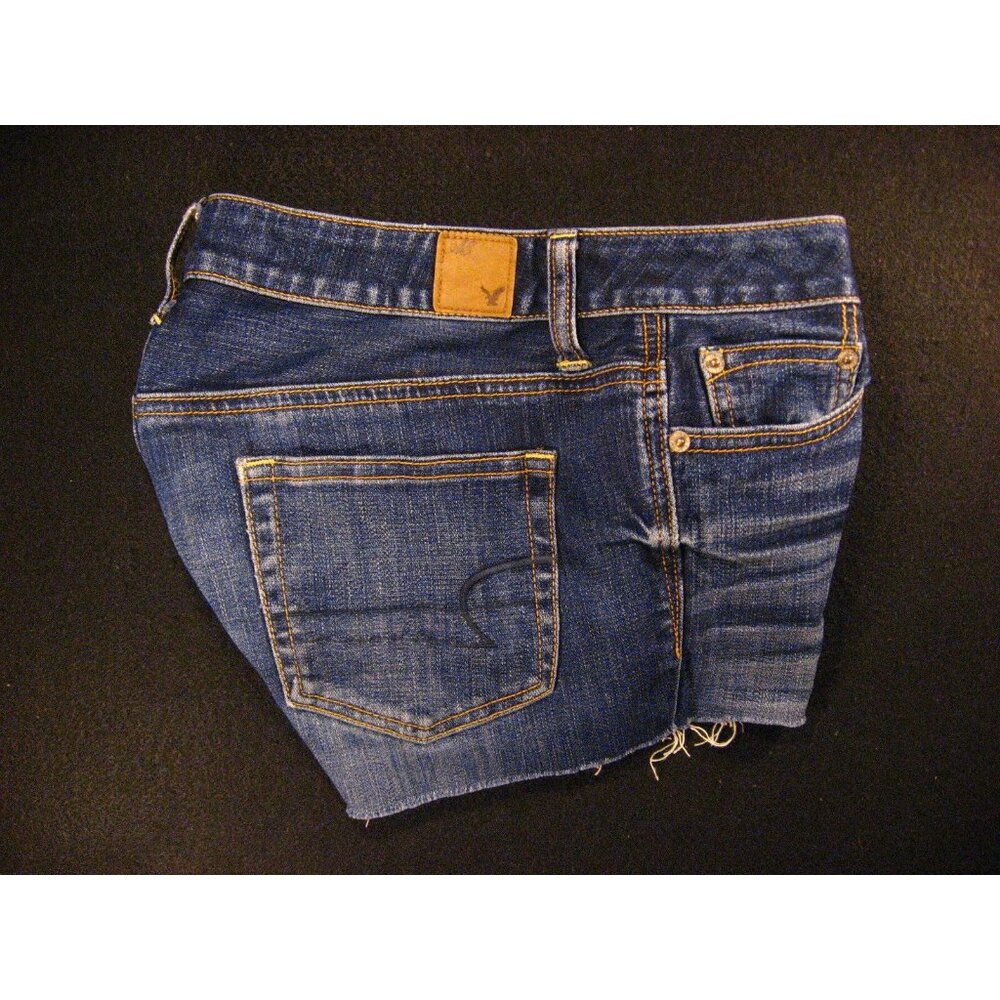 American Eagle Womens CUTOFF JEAN SHORTS Low Rise 2 Blue Slouchy - Picture 3 of 8